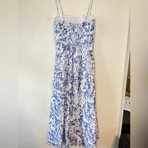 Reformation Monette Linen Floral Maxi Midi Dress Larkspur Blue White size 2 - Picture 5 of 7